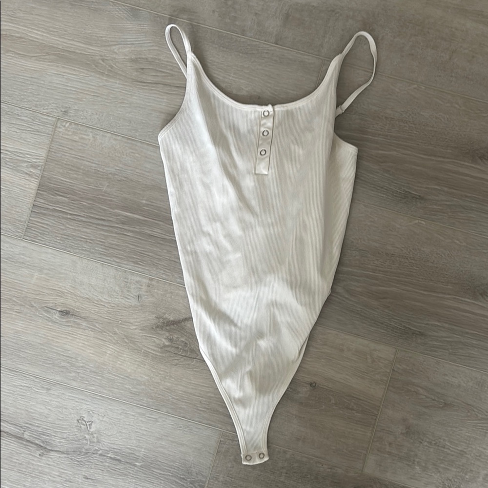 White Ribbed Bodysuit